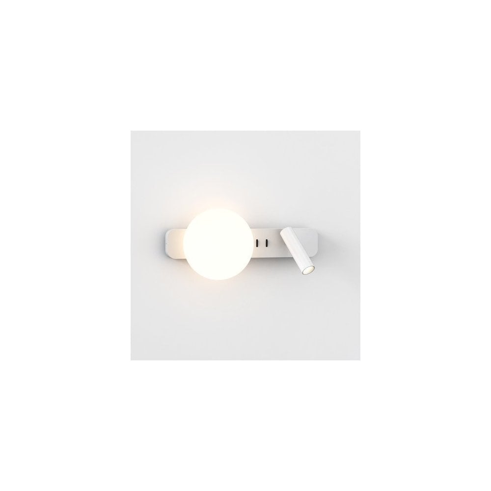 Zeppo Matt White Reading Light with Globe Accent