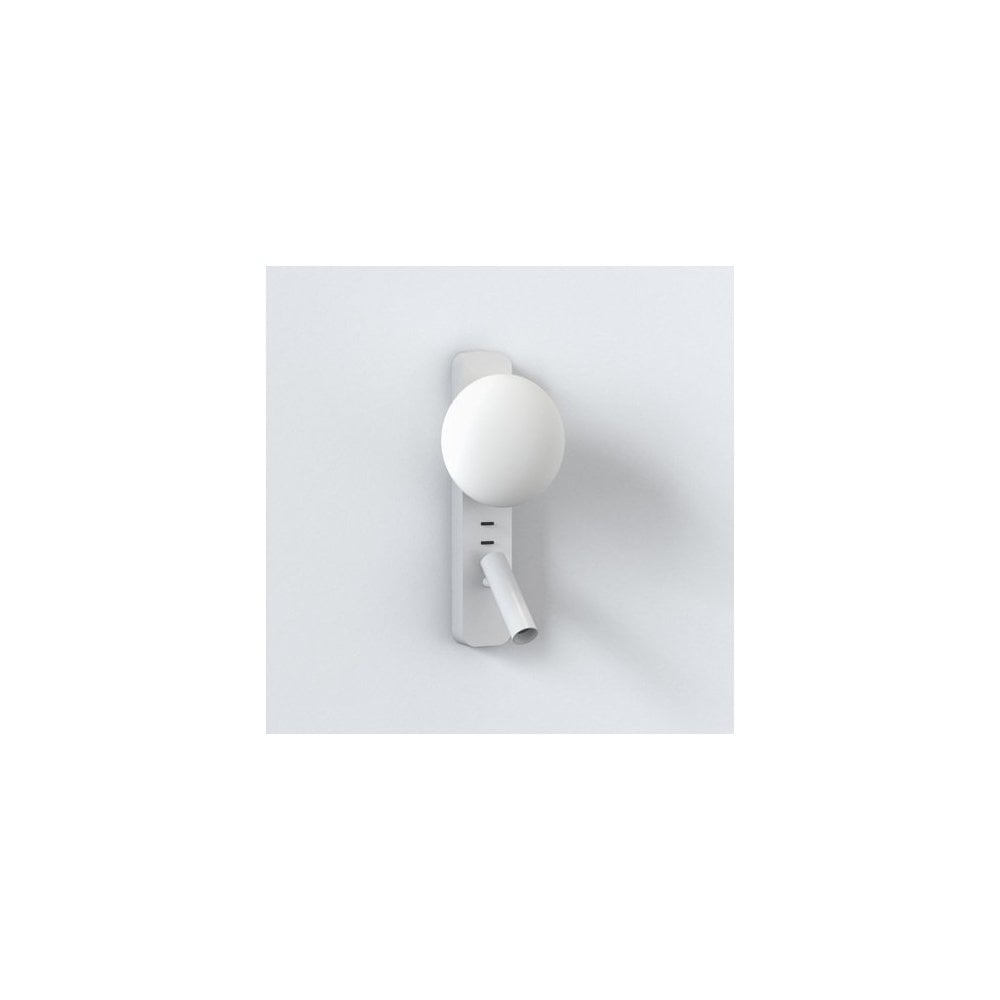 Zeppo Matt White Reading Light with Globe Accent