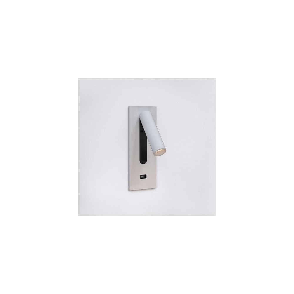Modern Matt White Wall Light with Phone Charging Feature