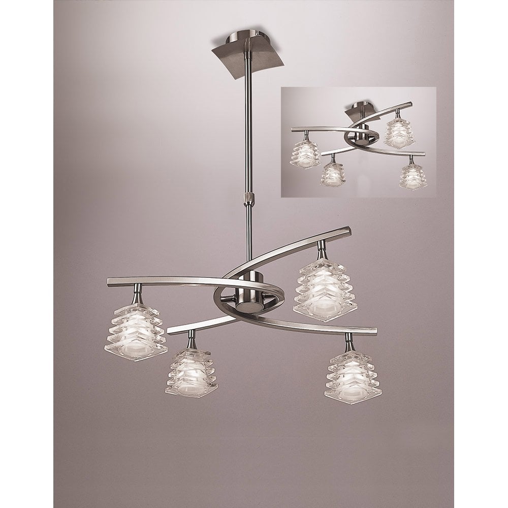 Keops Convertible Telescopic Pendant Light in Satin Nickel