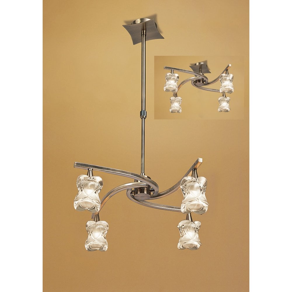 Rosa Del Desierto Antique Brass Telescopic Pendant Light with Frosted Glass Shade