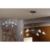 Flavia Telescopic Convertible Pendant with Frosted Glass Shades, Polished Chrome Finish