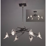 Flavia Convertible Telescopic Pendant with Frosted Glass Shades, Black Chrome