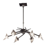Flavia Convertible Telescopic Pendant with Frosted Glass Shades, Black Chrome