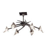 Flavia Convertible Telescopic Pendant with Frosted Glass Shades, Black Chrome