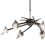 Flavia Convertible Telescopic Pendant with Frosted Glass Shades, Black Chrome