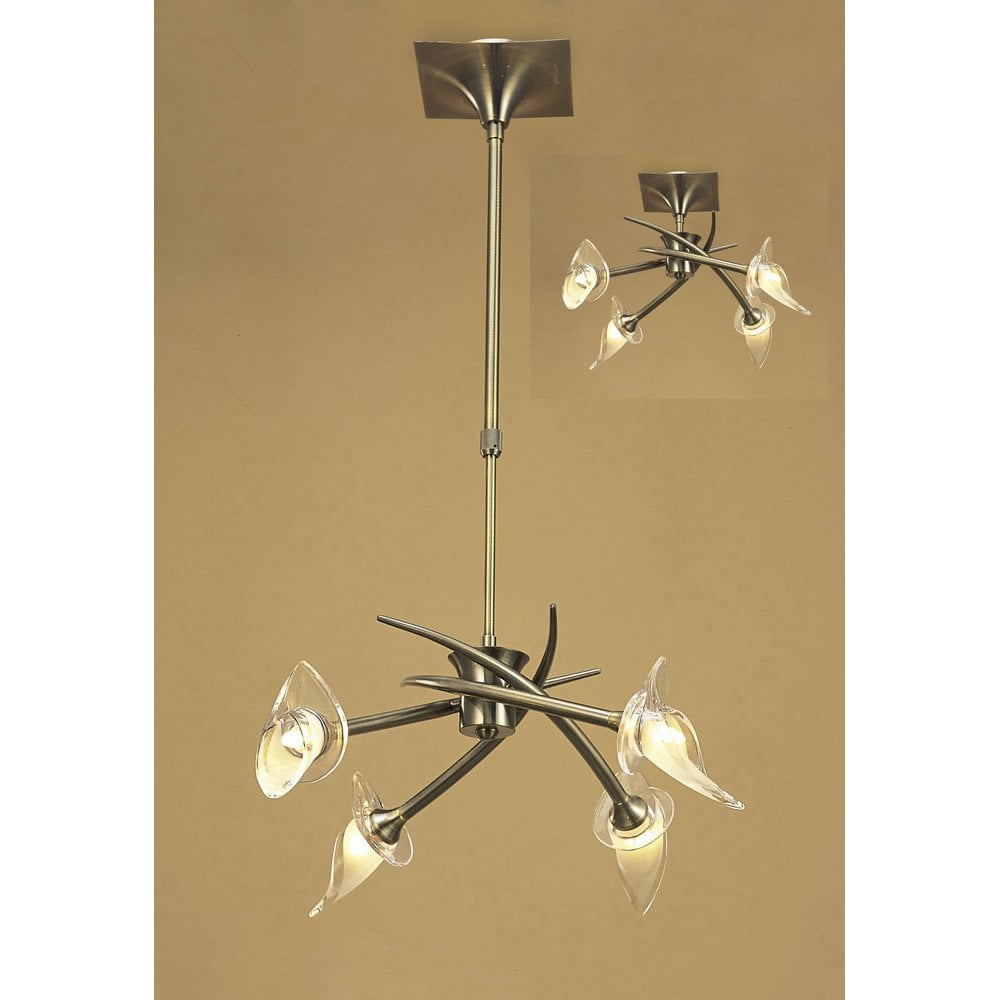 Flavia Telescopic Pendant: Convertible Antique Brass 4-Light Design by Martinez & Sebastia