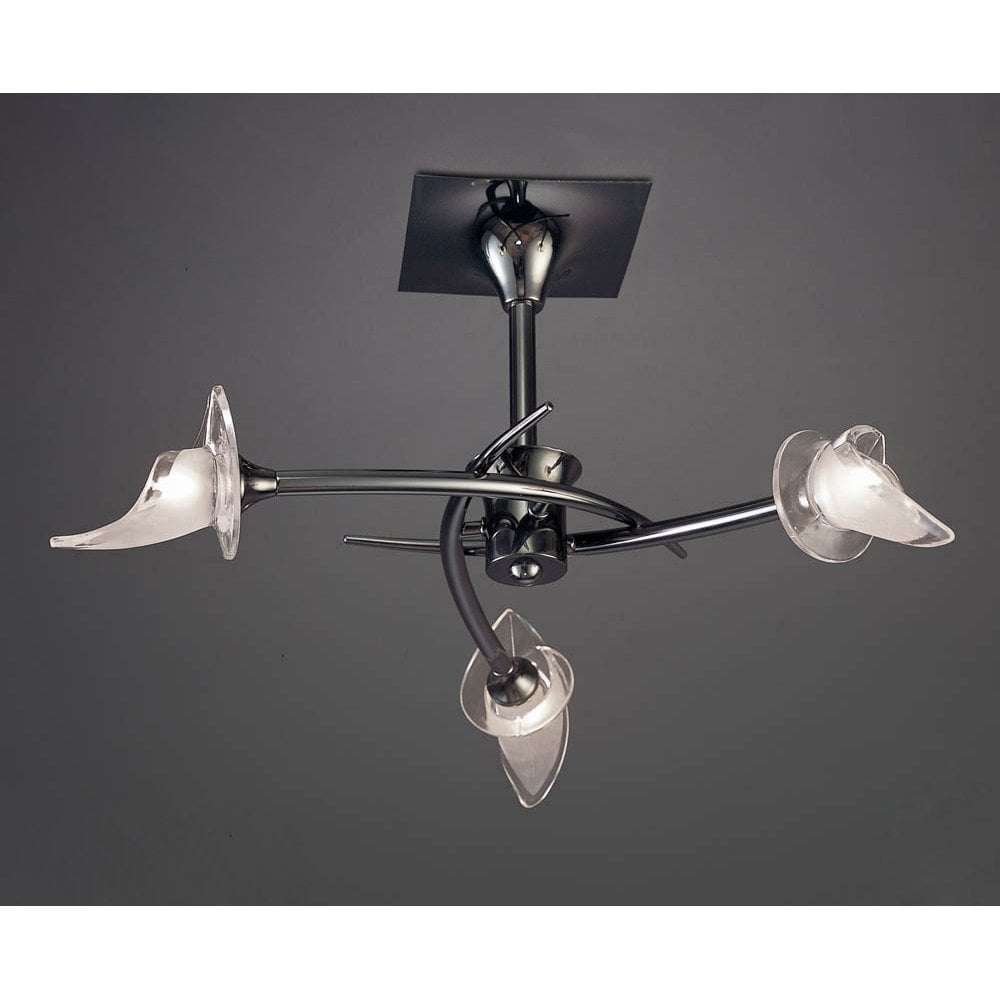 Flavia Round 3-Light Semi-Flush Fixture in Black Chrome