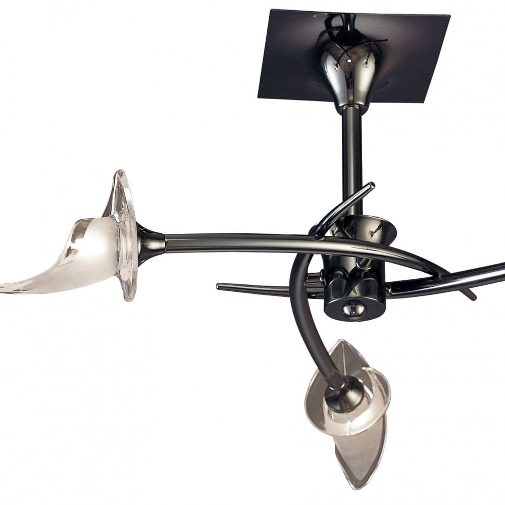 Flavia Round 3-Light Semi-Flush Fixture in Black Chrome