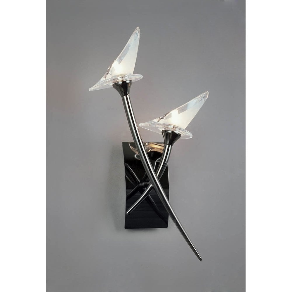 Sleek Flavia Dual Light Wall Lamp in Black Chrome Finish