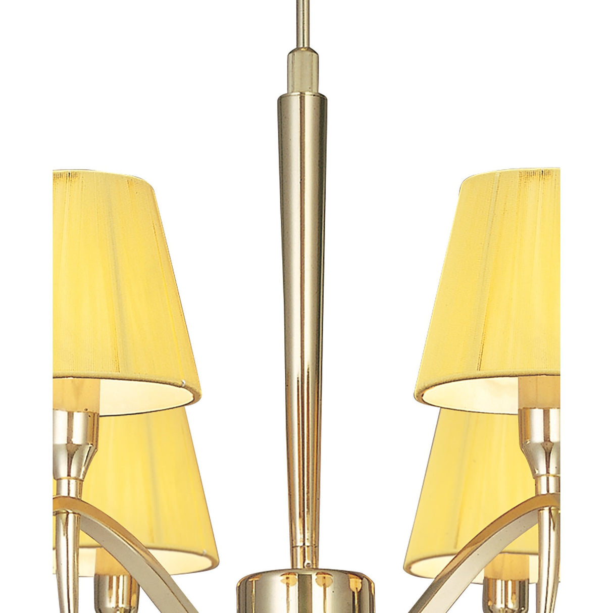 Elegant Siena Pendant: 6-Light Polished Brass with Amber Cream Shades & Crystal Accents