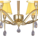 Elegant Siena Pendant: 6-Light Polished Brass with Amber Cream Shades & Crystal Accents