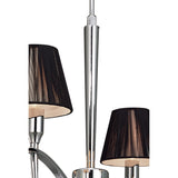 Siena Round Pendant Light with Black Shades and Chrome Finish, Featuring Black K9 Crystal Accents