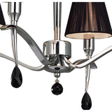 Siena Round Pendant Light with Black Shades and Chrome Finish, Featuring Black K9 Crystal Accents