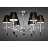 Siena Semi-Flush Mount 6-Light Fixture in Polished Chrome with Black Shades and Crystals