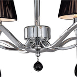 Siena Semi-Flush Mount 6-Light Fixture in Polished Chrome with Black Shades and Crystals