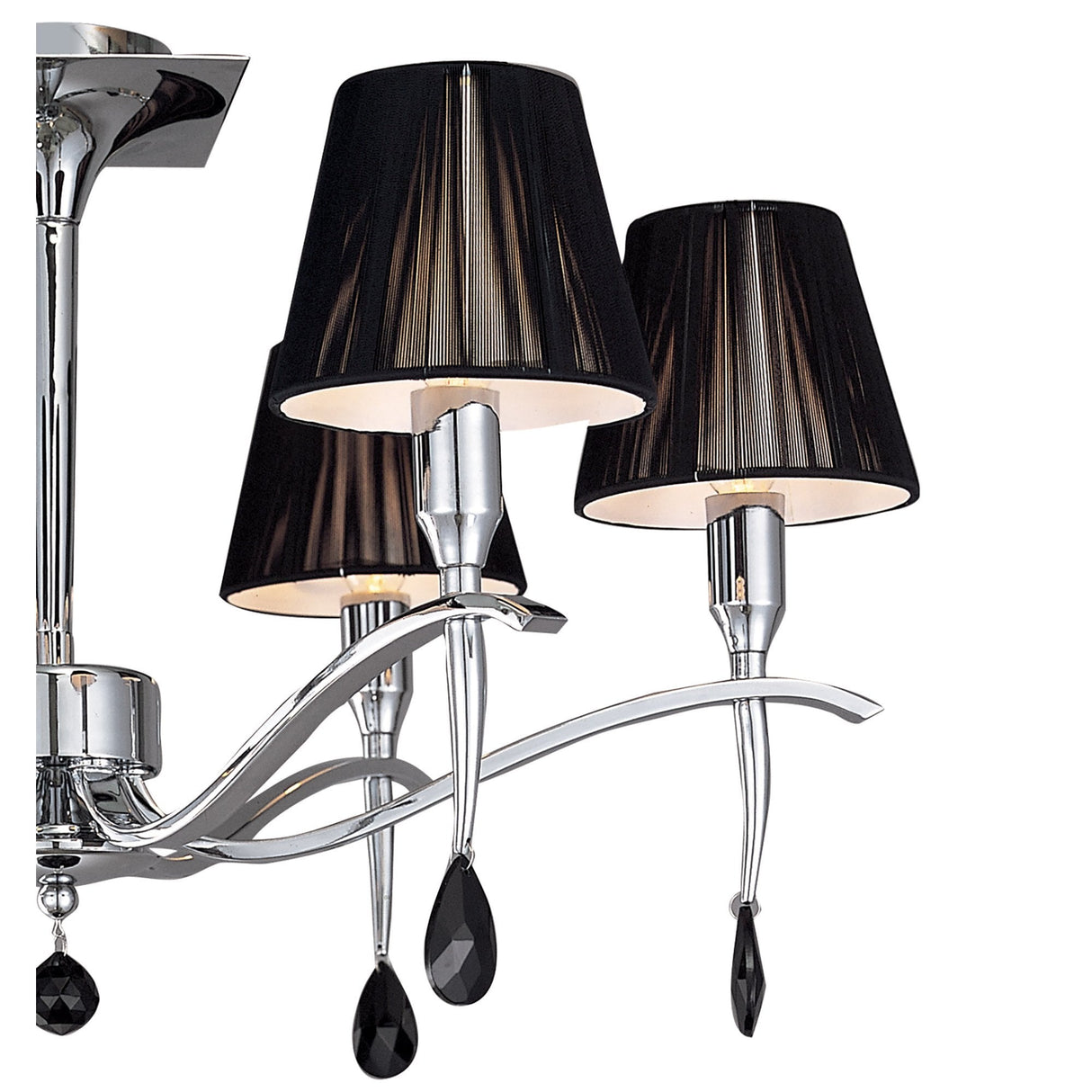 Siena Semi-Flush Mount 6-Light Fixture in Polished Chrome with Black Shades and Crystals