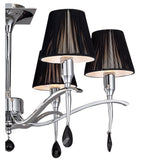 Siena Semi-Flush Mount 6-Light Fixture in Polished Chrome with Black Shades and Crystals