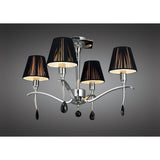Siena Round 4-Light Semi-Flush Ceiling Fixture, Polished Chrome with Black Silk Shades and Crystal Accents