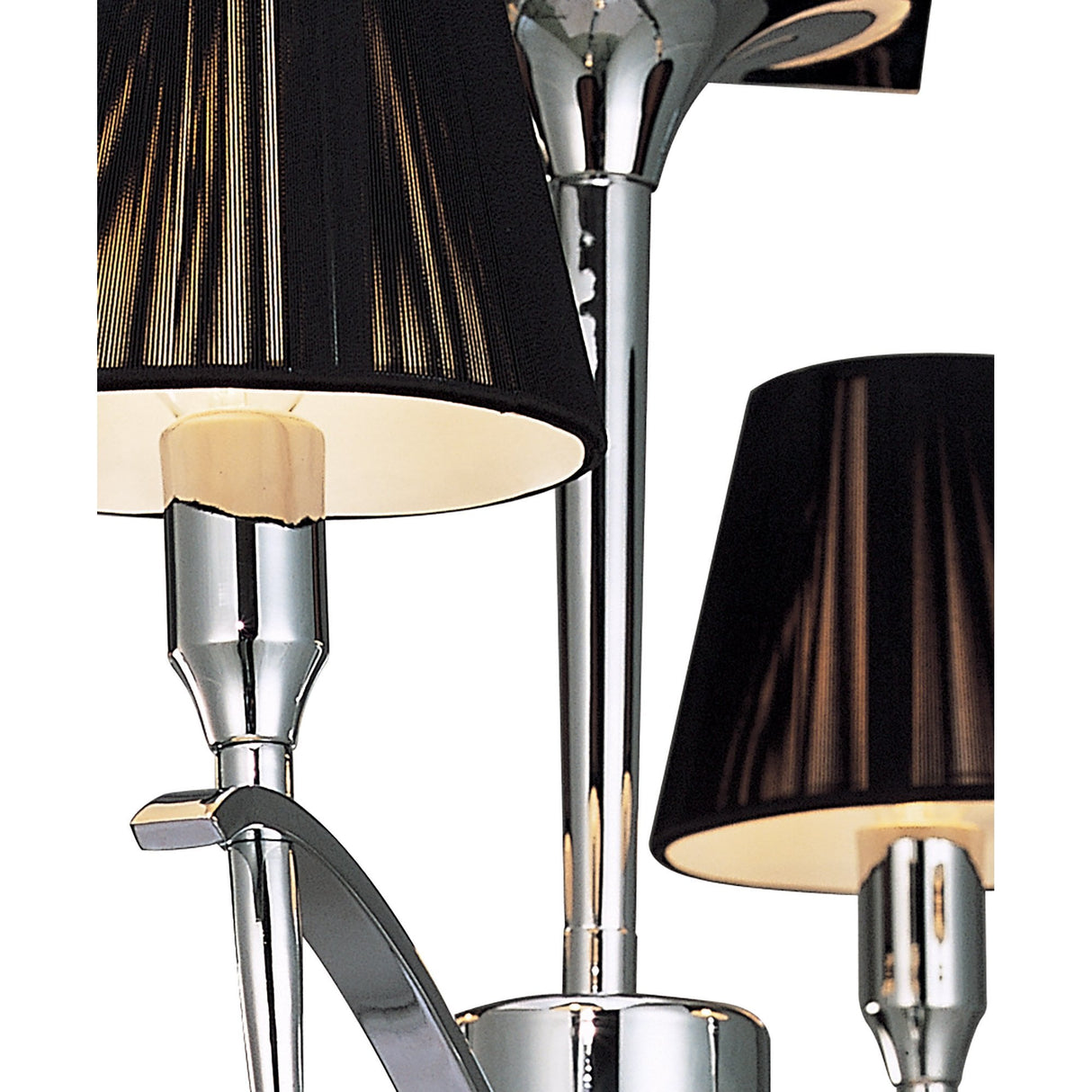 Siena Round 4-Light Semi-Flush Ceiling Fixture, Polished Chrome with Black Silk Shades and Crystal Accents