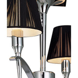Siena Round 4-Light Semi-Flush Ceiling Fixture, Polished Chrome with Black Silk Shades and Crystal Accents