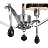 Siena Round 4-Light Semi-Flush Ceiling Fixture, Polished Chrome with Black Silk Shades and Crystal Accents