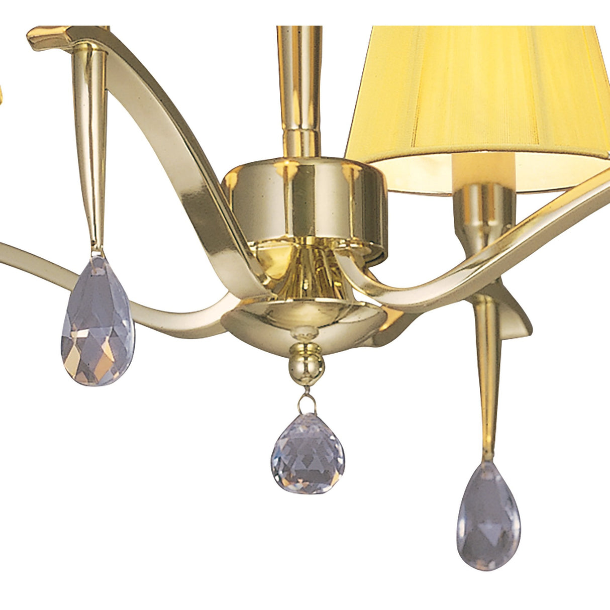 Siena Polished Brass Ceiling Light with Amber Cream Shades and Clear Crystals