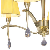 Siena Polished Brass Ceiling Light with Amber Cream Shades and Clear Crystals