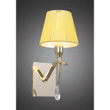 Siena Wall Lamp with Polished Brass and Crystal Accents, Featuring Amber Cream Shade