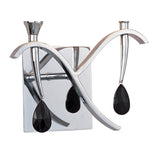 Siena Dual Light Wall Lamp in Polished Chrome with Black Shades and Crystal Accents