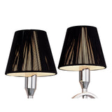 Siena Dual Light Wall Lamp in Polished Chrome with Black Shades and Crystal Accents