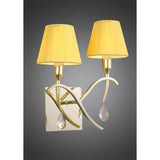 Siena Dual Light Wall Fixture in Polished Brass with Amber Shades and Clear Crystal Accents