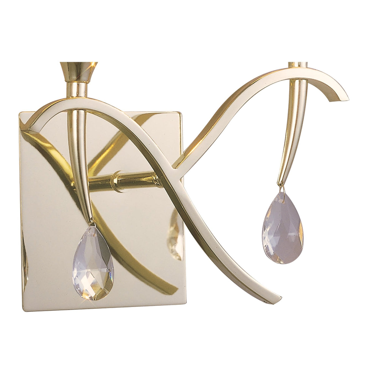 Siena Dual Light Wall Fixture in Polished Brass with Amber Shades and Clear Crystal Accents
