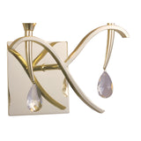 Siena Dual Light Wall Fixture in Polished Brass with Amber Shades and Clear Crystal Accents