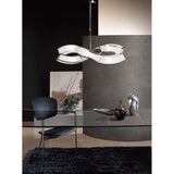 Duna Twin-Arm Pendant Light with Polished Chrome and White Acrylic Finish