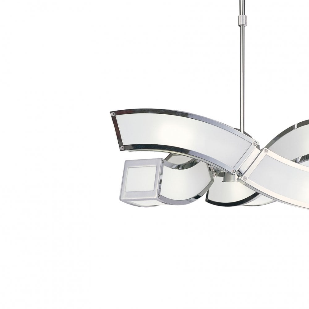 Sculptural Elegance: Duna Polished Chrome 6-Light Pendant with White Acrylic Detailing