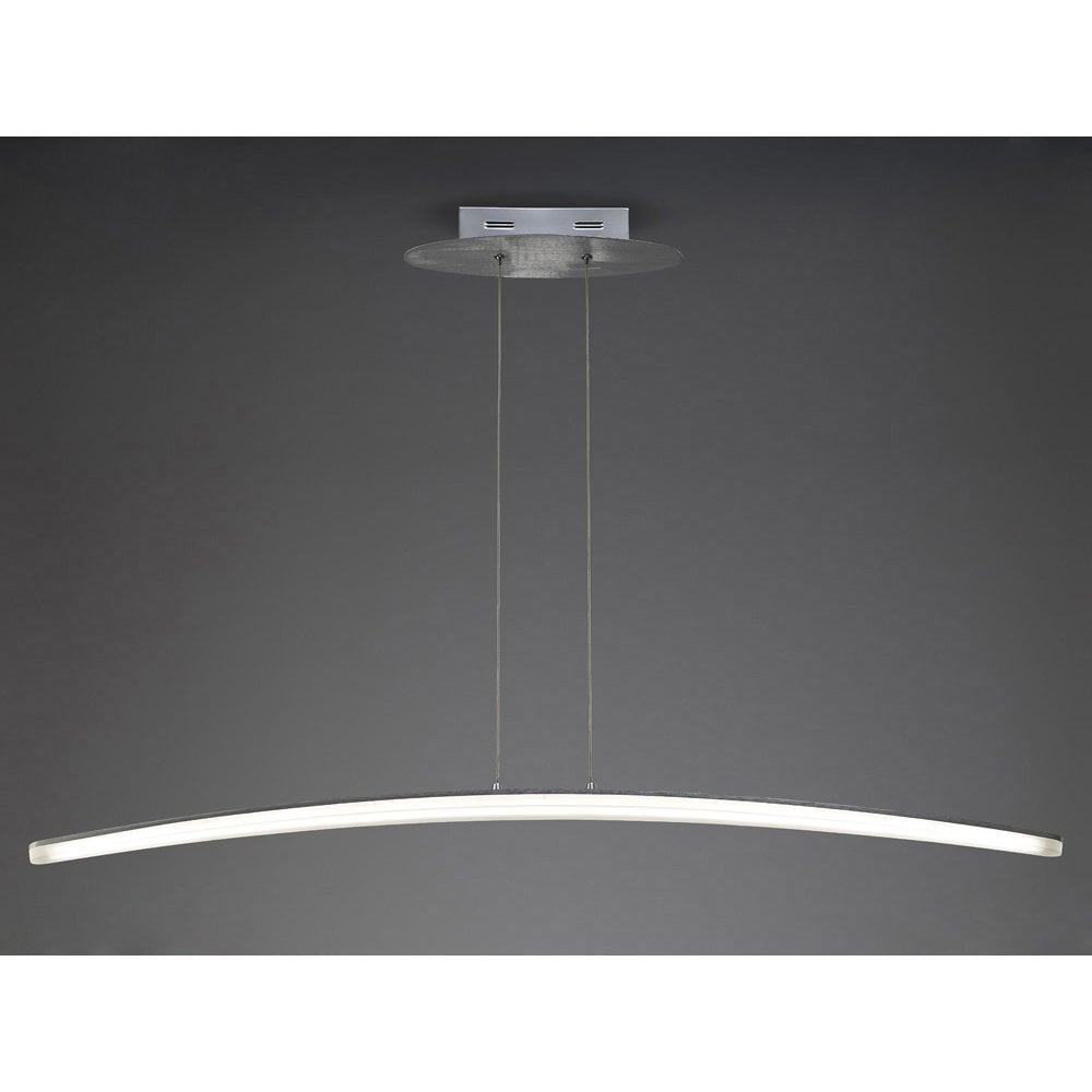 Hemisferic 28W LED Pendant Light, 110cm Bar, 3000K Warm White, Satin Aluminium & Frosted Acrylic Finish, 3-Year Warranty