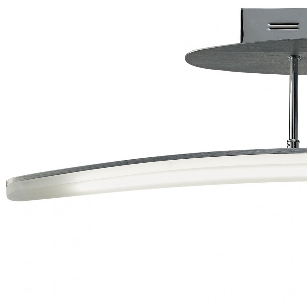 Hemisferic 70cm Ceiling LED Bar Light, 20W, 3000K Warm White, Satin Aluminium/Acrylic