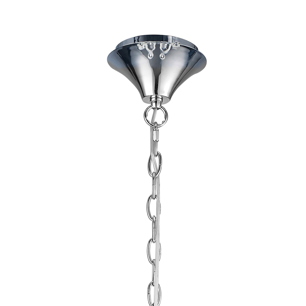 Loewe Elegant Two-Tier Pendant Light 6+3, Polished Chrome with White Organza Shades