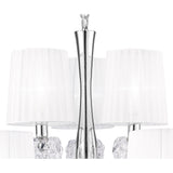 Loewe Elegant Two-Tier Pendant Light 6+3, Polished Chrome with White Organza Shades