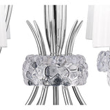 Loewe Elegant Two-Tier Pendant Light 6+3, Polished Chrome with White Organza Shades