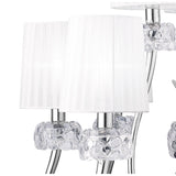 Loewe Elegant Two-Tier Pendant Light 6+3, Polished Chrome with White Organza Shades