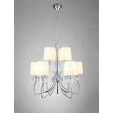 Loewe 2-Tier Pendant Light with Polished Chrome Finish and Cream Shades by Jose Ignacio Ballester Martinez