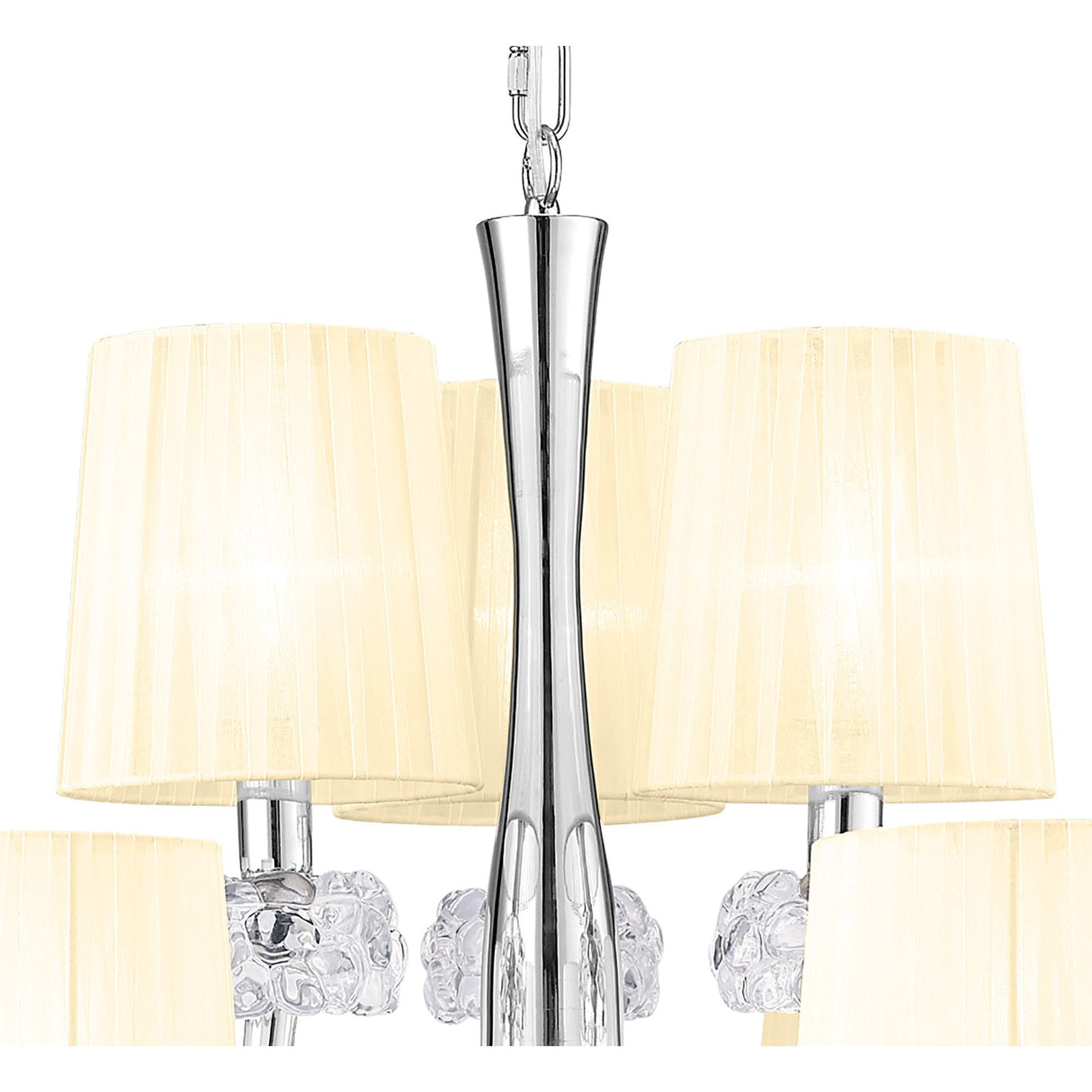 Loewe 2-Tier Pendant Light with Polished Chrome Finish and Cream Shades by Jose Ignacio Ballester Martinez