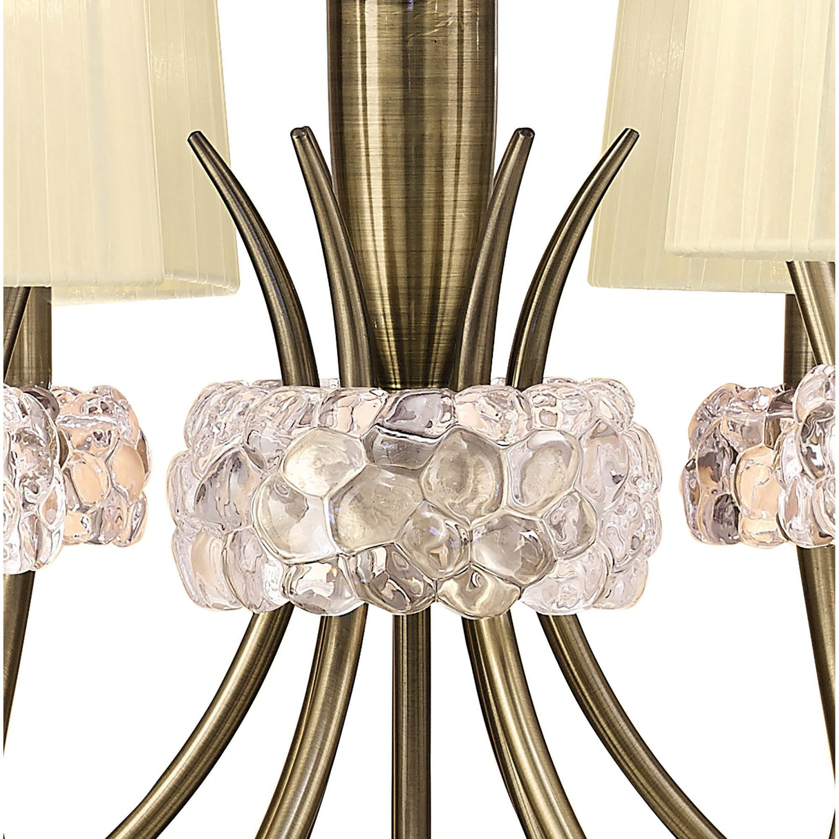 Loewe Antique Brass Two-Tier Pendant Light with Cream Shades