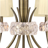 Loewe Antique Brass Two-Tier Pendant Light with Cream Shades