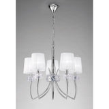 Loewe 5-Light Pendant with Polished Chrome and White Shades