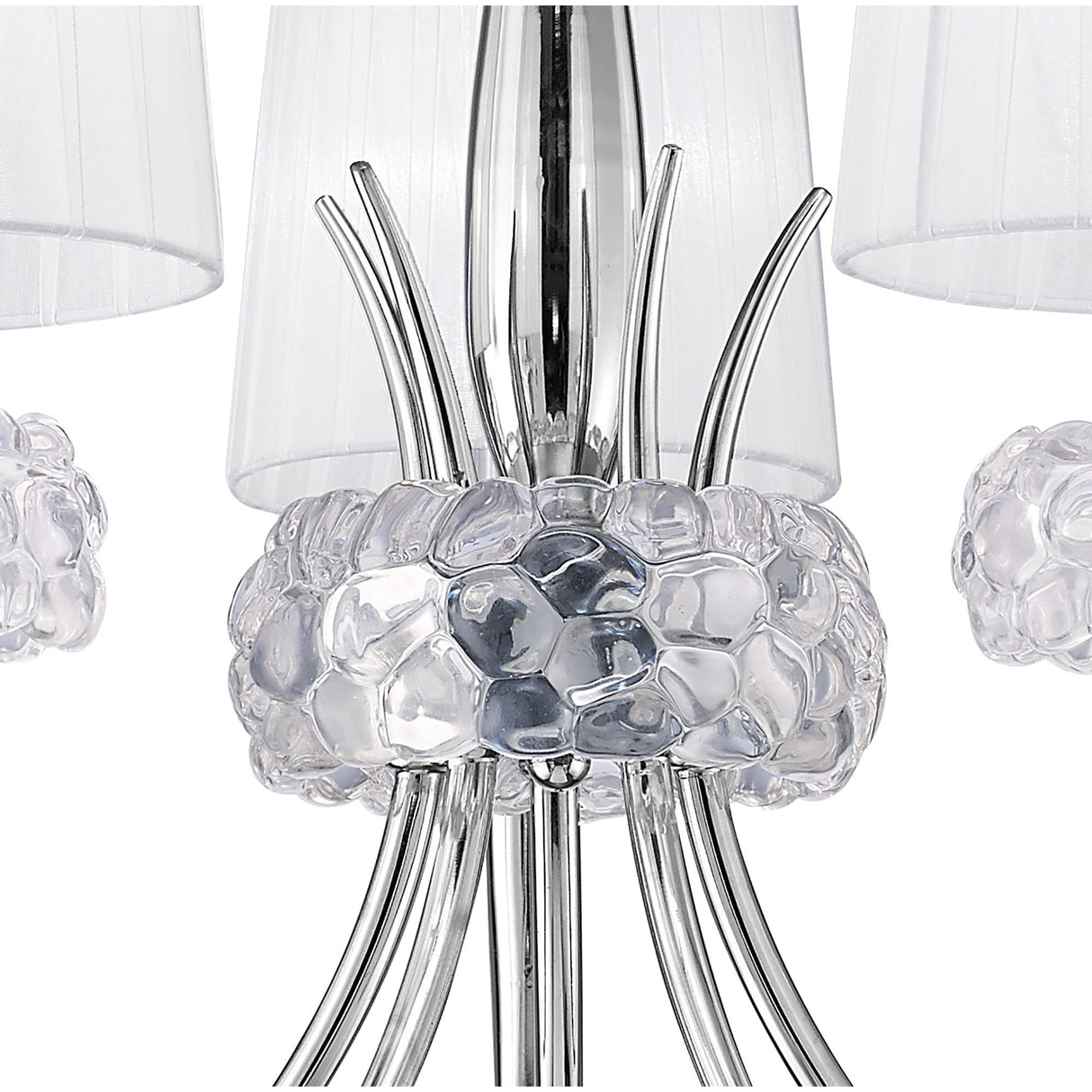 Loewe 5-Light Pendant with Polished Chrome and White Shades