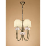 Loewe Antique Brass 5-Light Pendant with Cream Organza Shades
