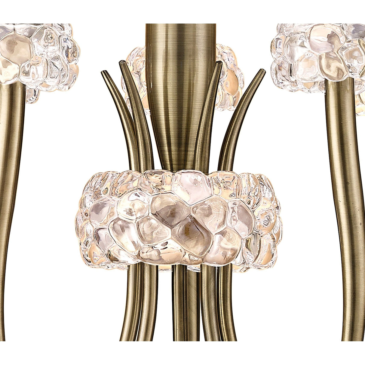 Loewe Antique Brass 5-Light Pendant with Cream Organza Shades